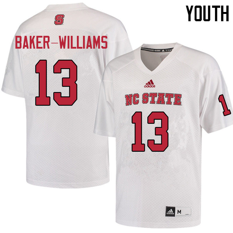 Youth #13 Tyler Baker-Williams NC State Wolfpack College Football Jerseys Sale-White